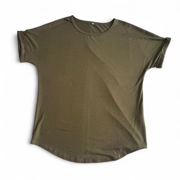 XL Green Rolled Sleeve Basic Tee‎ – Casual Everyday Style - Picture 2 of 7